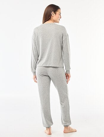 Pigiama lungo in maglia calda - 2 pezzi