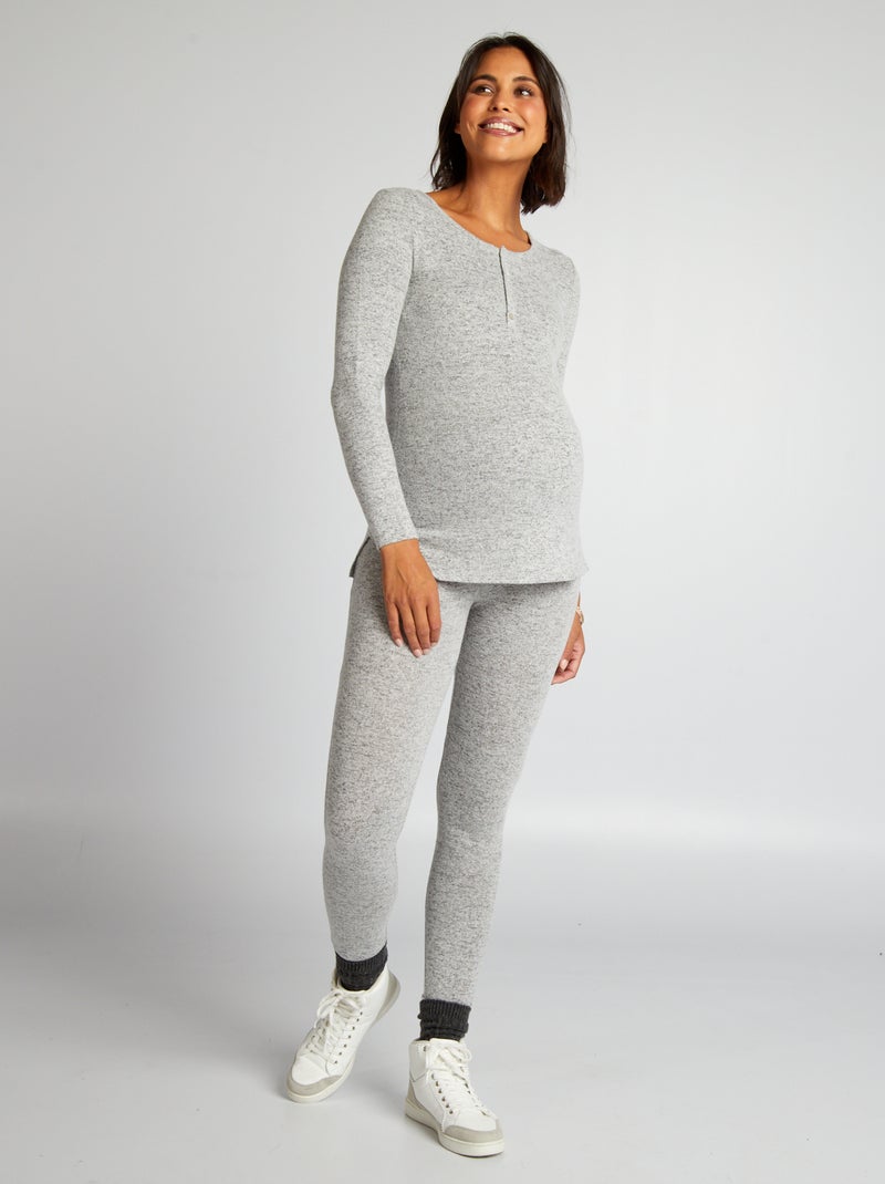 Pigiama lungo in maglia doudou - 2 pezzi GRIGIO - Kiabi
