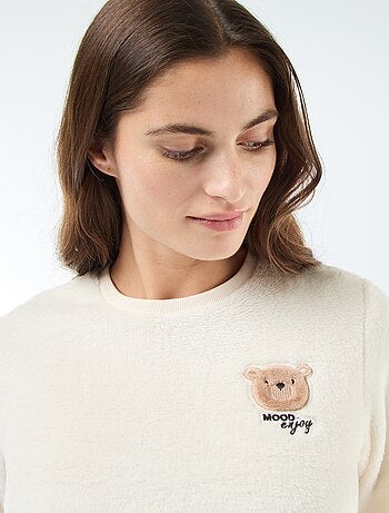 Pigiama lungo in maglia effetto peluche - 2 pezzi