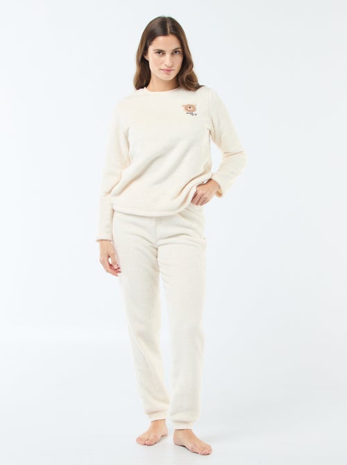 Pigiama lungo in maglia effetto peluche - 2 pezzi - Kiabi