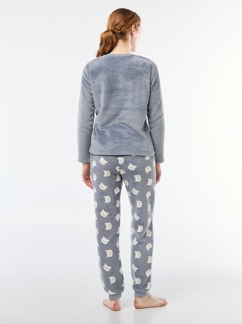 Pigiama lungo in maglia effetto peluche - 2 pezzi - Kiabi