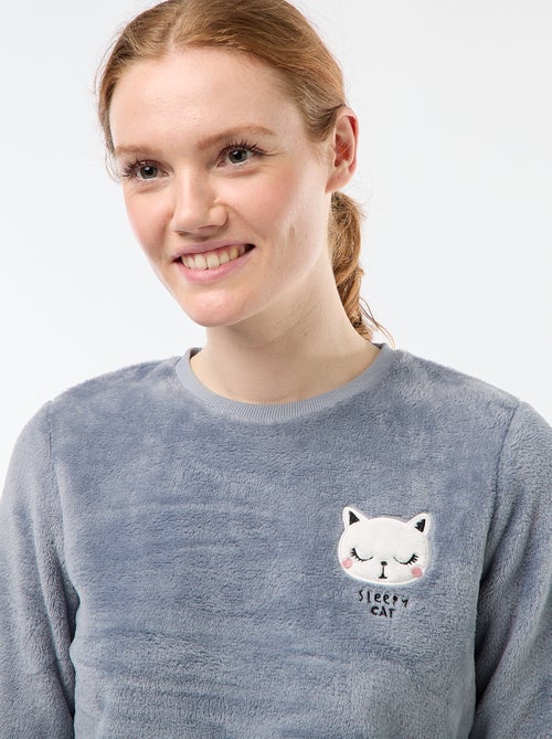 Pigiama lungo in maglia effetto peluche - 2 pezzi - Kiabi