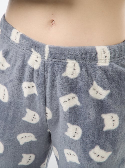 Pigiama lungo in maglia effetto peluche - 2 pezzi - Kiabi