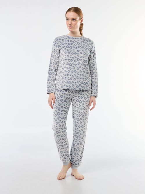 Pigiama lungo in maglia effetto peluche - 2 pezzi - Kiabi