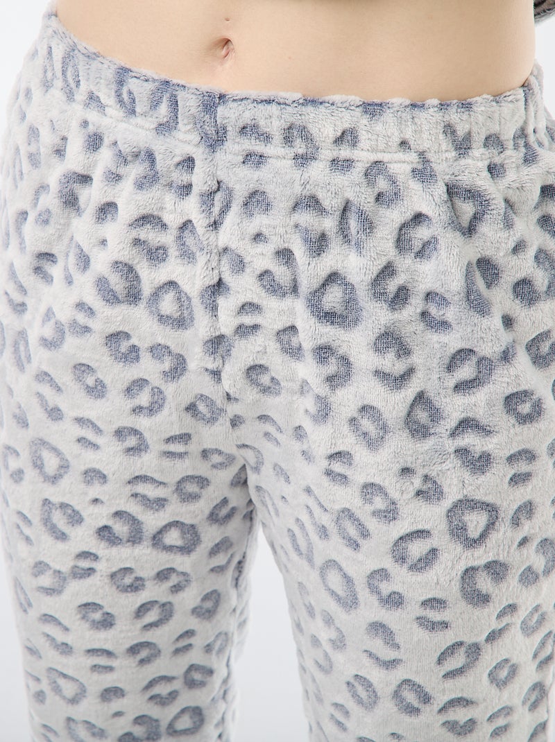 Pigiama lungo in maglia effetto peluche - 2 pezzi Grigio - Kiabi