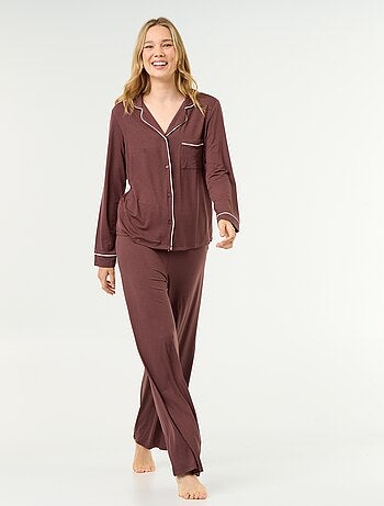 Pigiama lungo in maglia morbida stretch - 2 pezzi