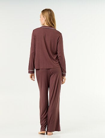 Pigiama lungo in maglia morbida stretch - 2 pezzi