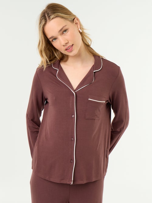 Pigiama lungo in maglia morbida elasticizzata - 2 pezzi - Kiabi
