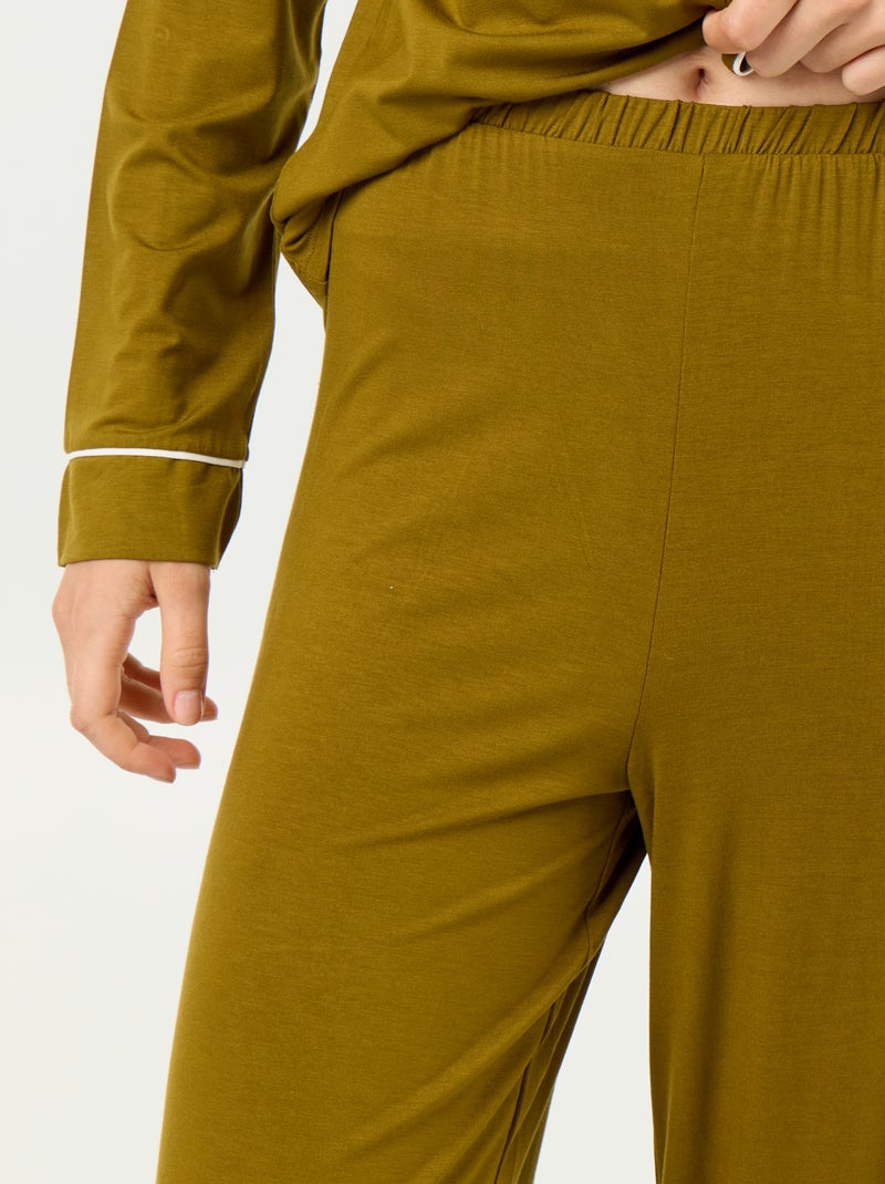 Pigiama lungo in maglia morbida elasticizzata - 2 pezzi Verde - Kiabi