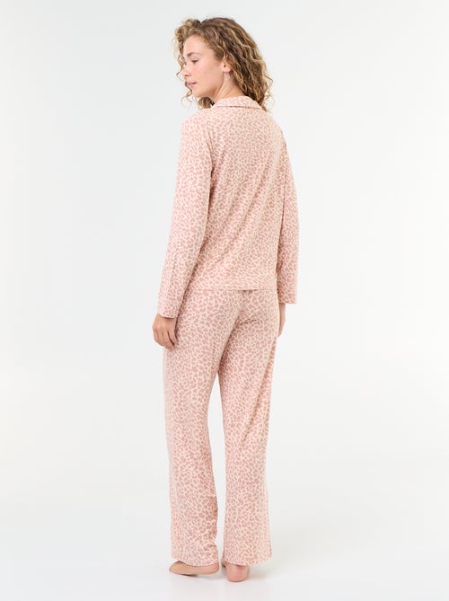 Pigiama lungo in maglia morbida stretch - 2 pezzi - Kiabi