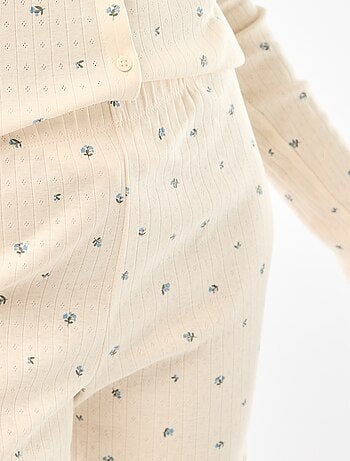 Pigiama lungo in maglia operata - 2 pezzi