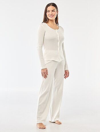 Pigiama lungo in maglia operata - 2 pezzi