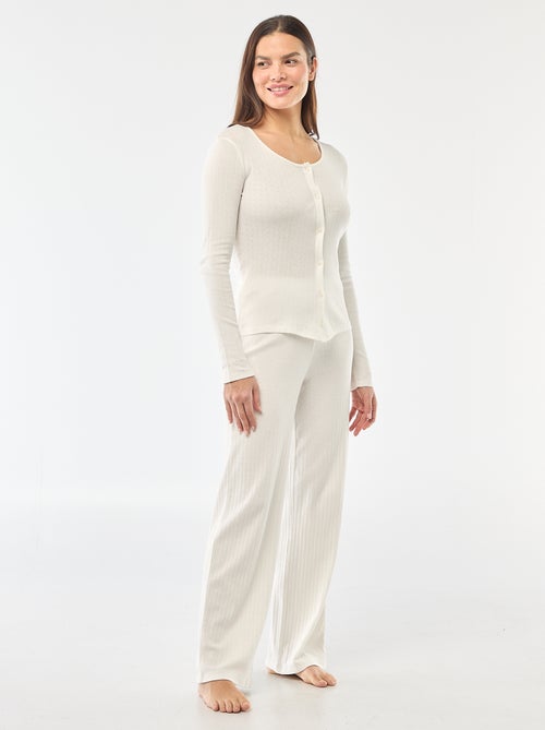 Pigiama lungo in maglia operata - 2 pezzi - Kiabi