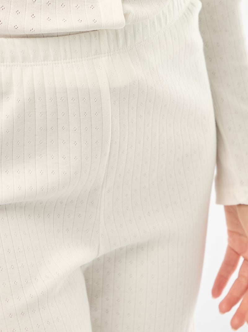 Pigiama lungo in maglia operata - 2 pezzi Bianco - Kiabi