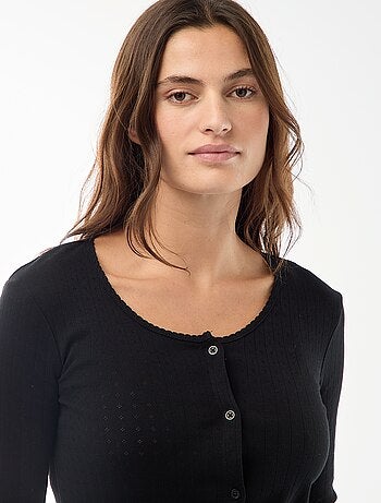 Pigiama lungo in maglia operata - 2 pezzi