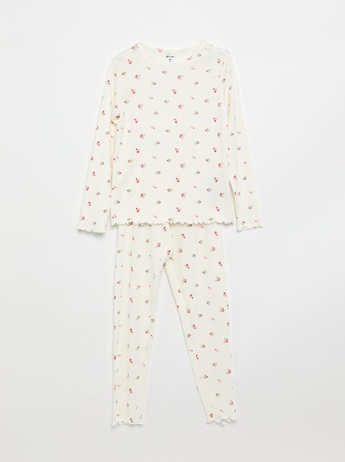 Pigiama lungo in maglia pointelle - 2 pezzi - Kiabi