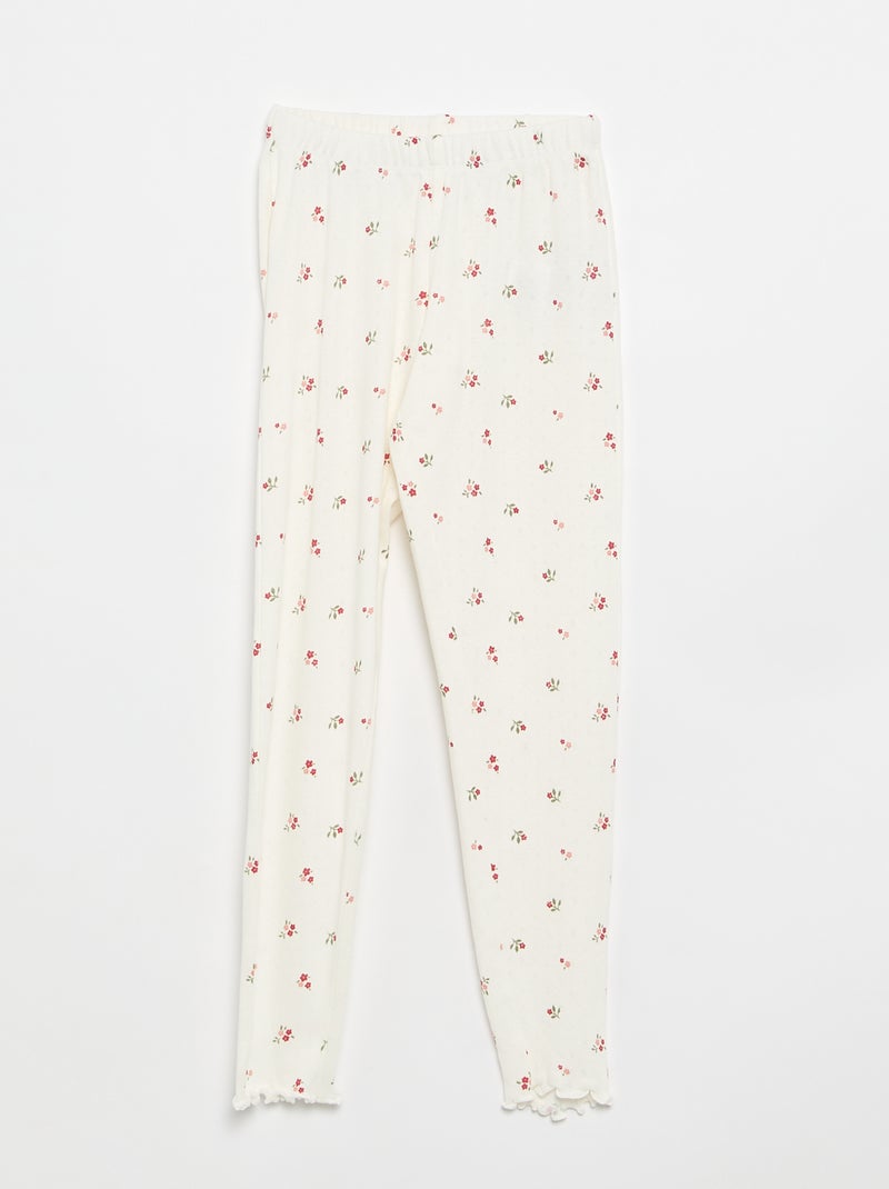Pigiama lungo in maglia pointelle - 2 pezzi Bianco - Kiabi