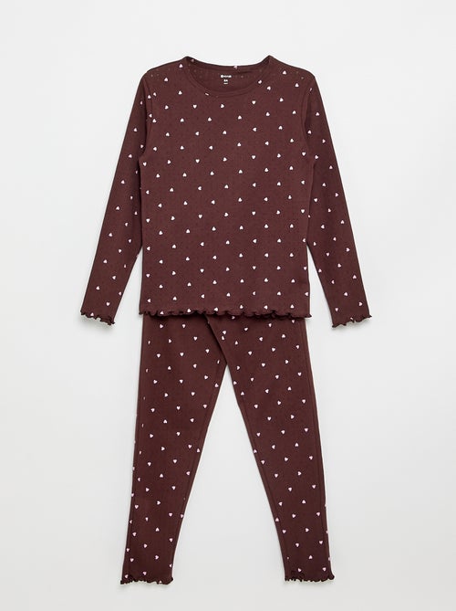 Pigiama lungo in maglia pointelle - 2 pezzi - Kiabi