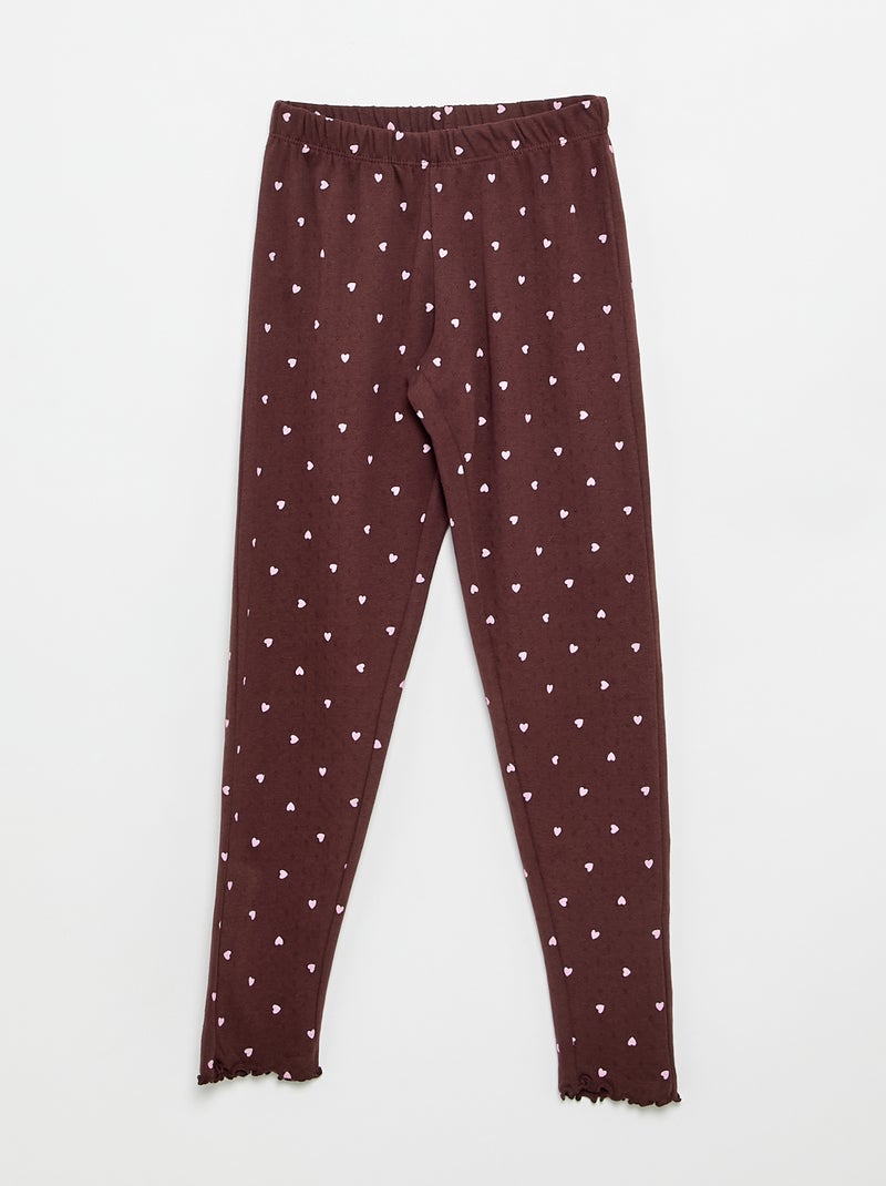 Pigiama lungo in maglia pointelle - 2 pezzi Marrone - Kiabi