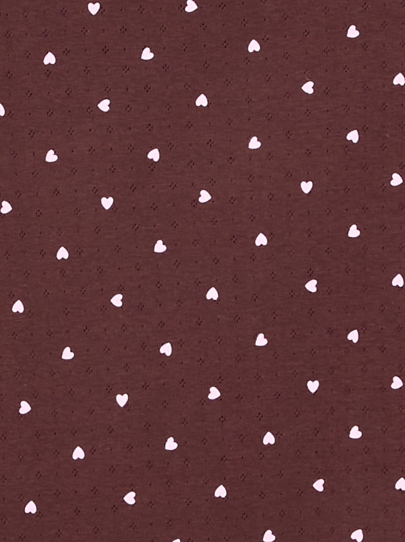 Pigiama lungo in maglia pointelle - 2 pezzi Marrone - Kiabi