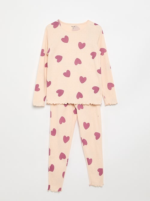 Pigiama lungo in maglia pointelle - 2 pezzi - Kiabi
