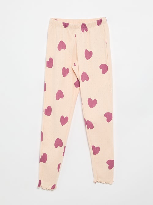Pigiama lungo in maglia pointelle - 2 pezzi - Kiabi