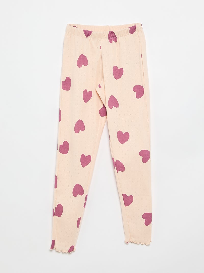 Pigiama lungo in maglia pointelle - 2 pezzi Rosa - Kiabi