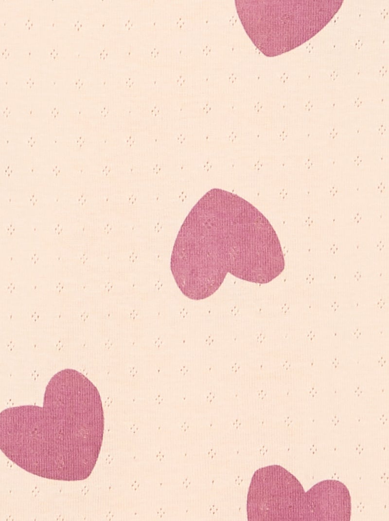 Pigiama lungo in maglia pointelle - 2 pezzi Rosa - Kiabi