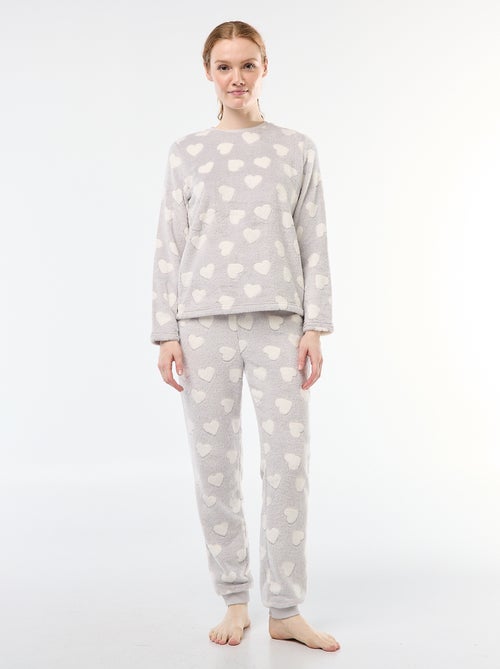 Pigiama lungo in maglia teddy - 2 pezzi - Kiabi