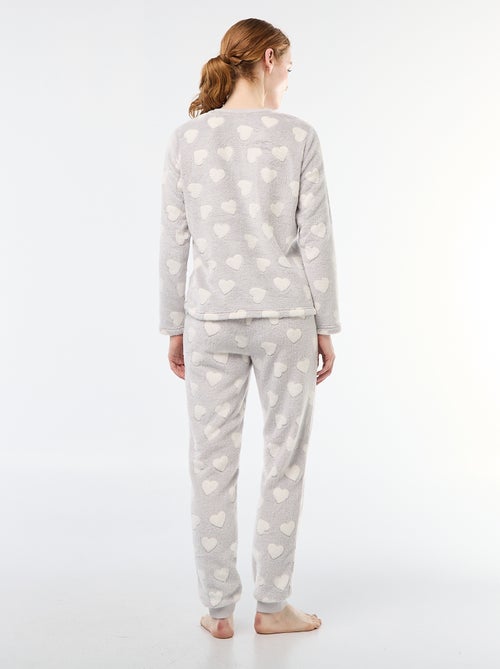 Pigiama lungo in maglia teddy - 2 pezzi - Kiabi