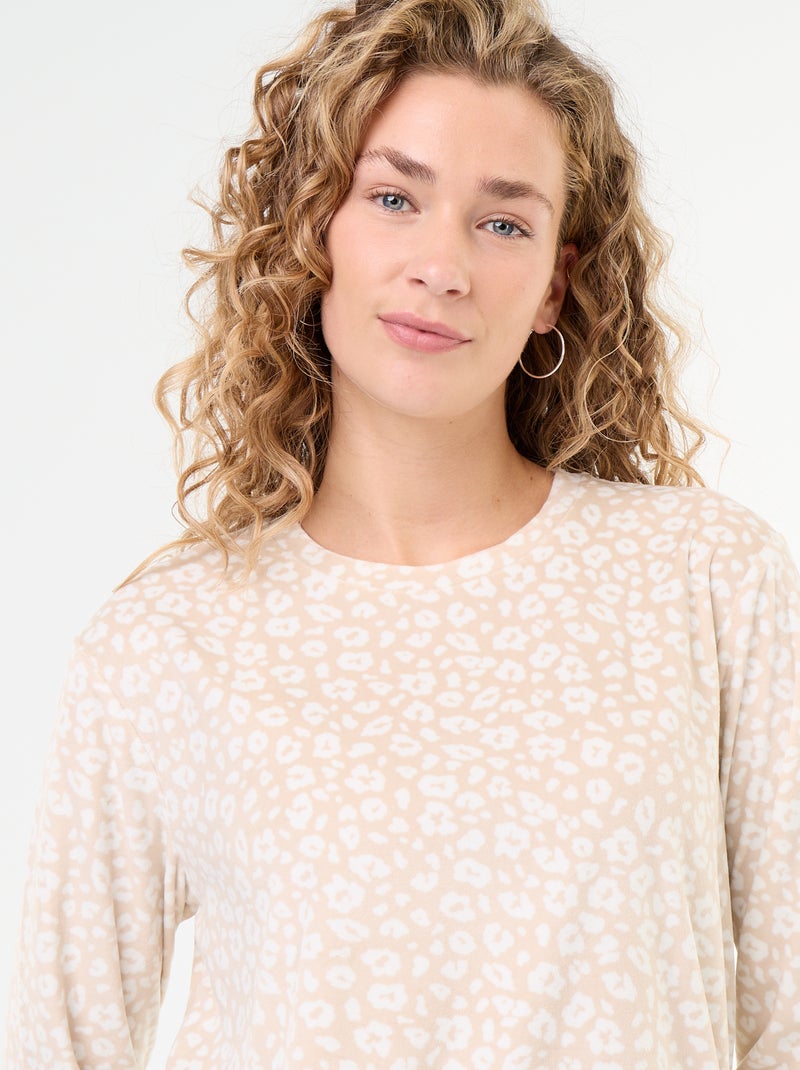 Pigiama lungo in pile - 2 pezzi Beige - Kiabi