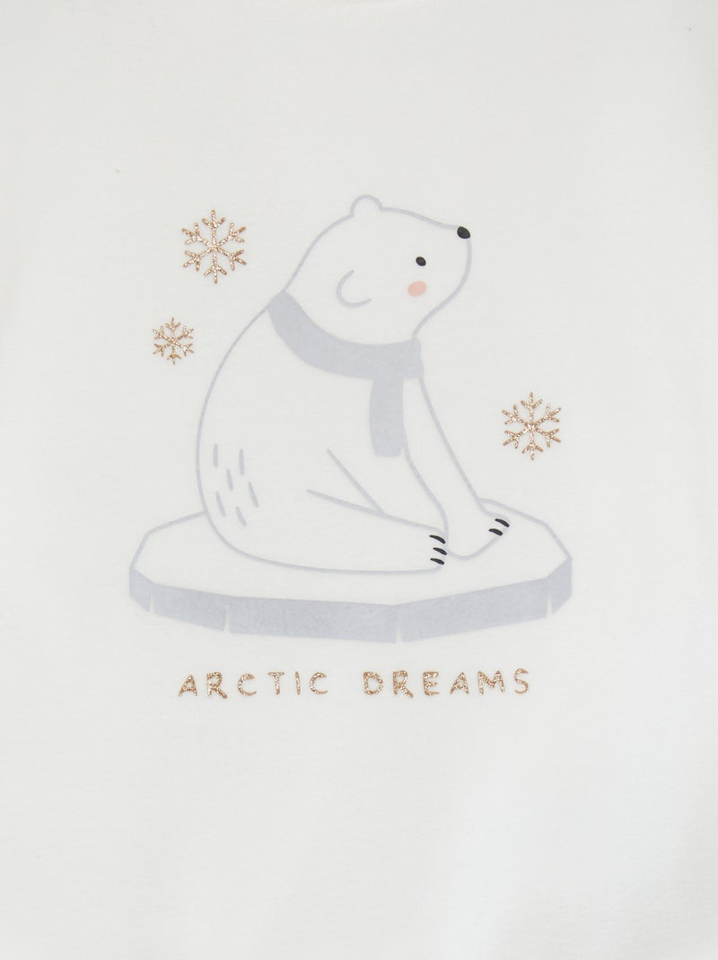 Pigiama lungo in pile - 2 pezzi BIANCO - Kiabi