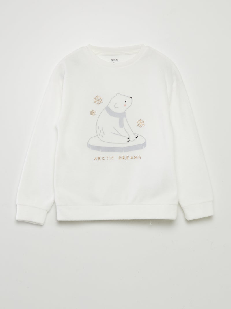 Pigiama lungo in pile - 2 pezzi BIANCO - Kiabi