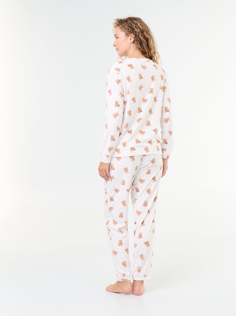 Pigiama lungo in pile - 2 pezzi Bianco - Kiabi