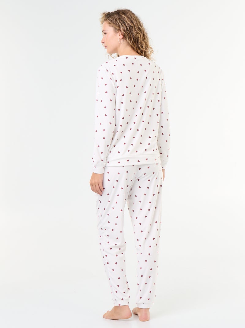 Pigiama lungo in pile - 2 pezzi Bianco - Kiabi