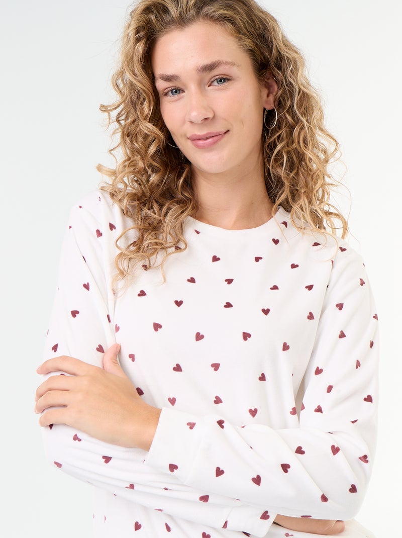 Pigiama lungo in pile - 2 pezzi Bianco - Kiabi