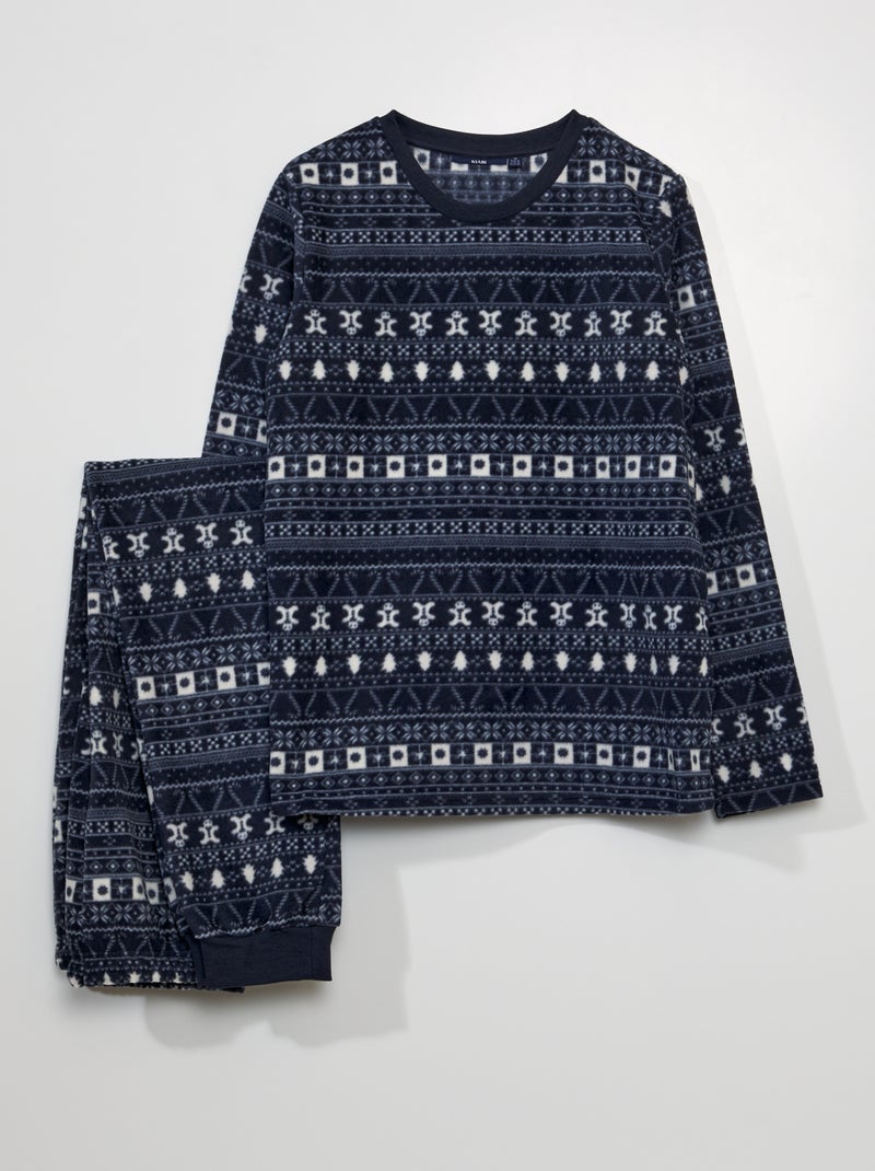 Pigiama lungo in pile - 2 pezzi BLU - Kiabi