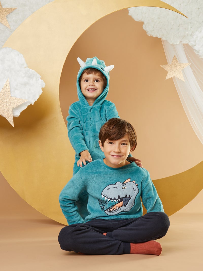 Pigiama lungo in pile - 2 pezzi BLU - Kiabi