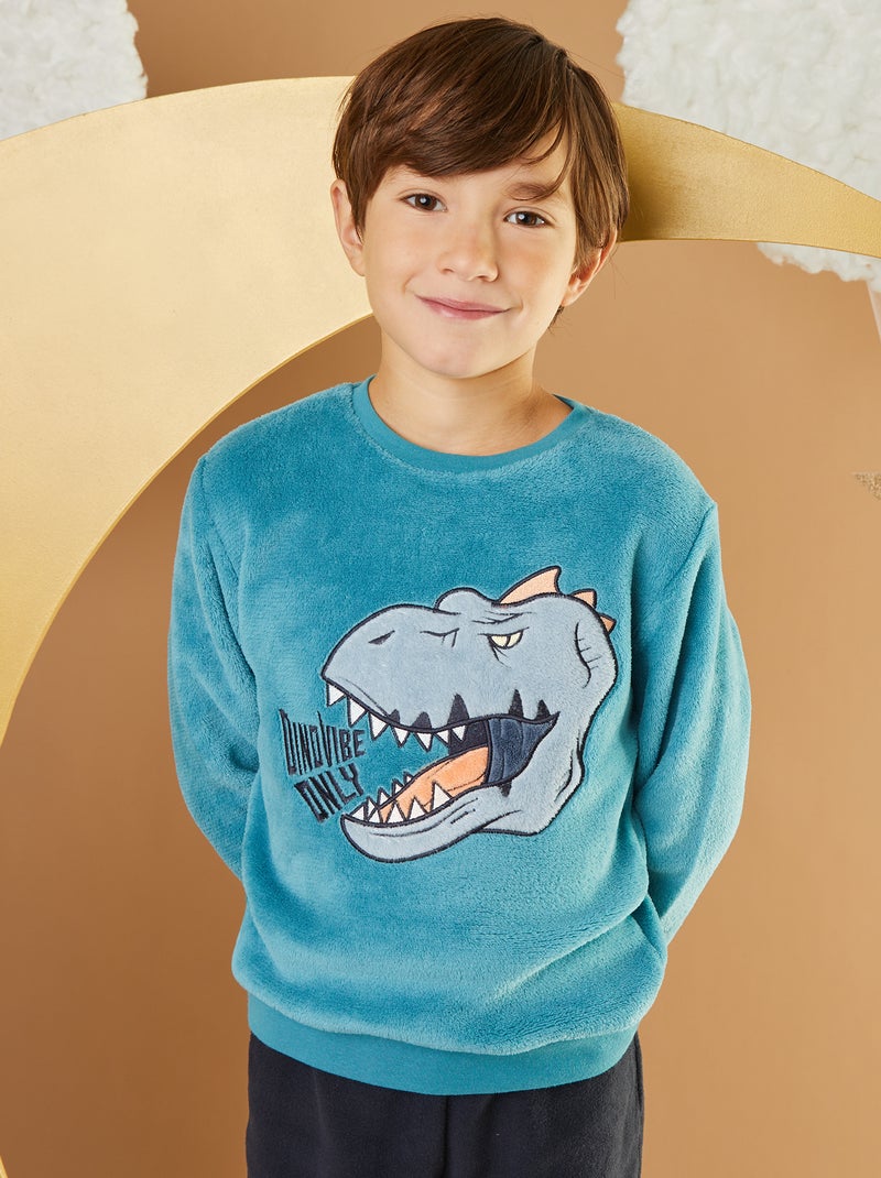 Pigiama lungo in pile - 2 pezzi BLU - Kiabi