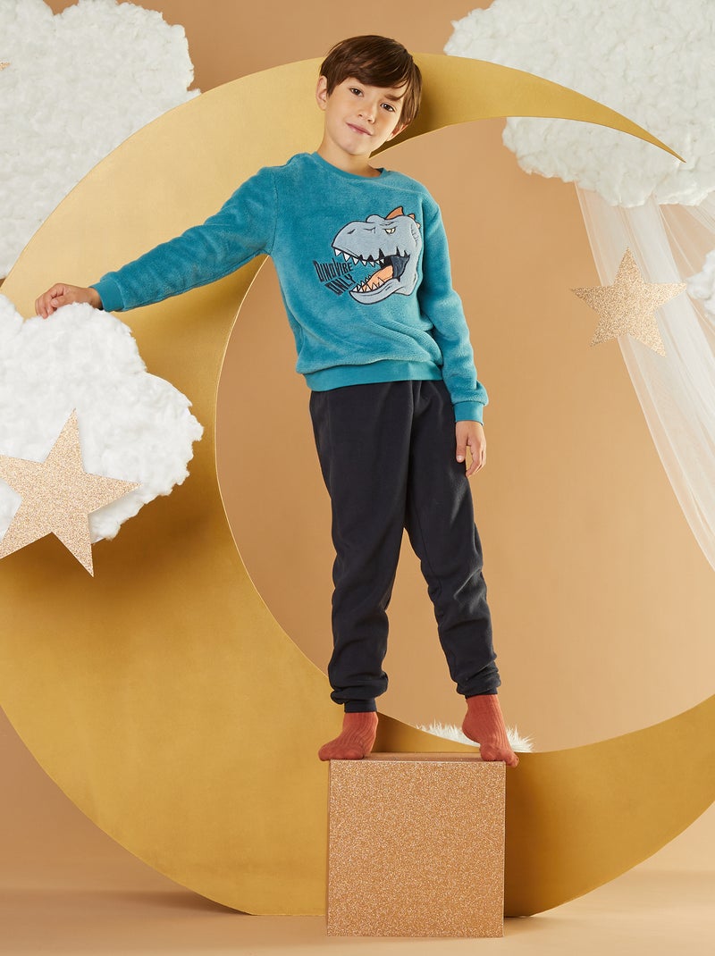 Pigiama lungo in pile - 2 pezzi BLU - Kiabi