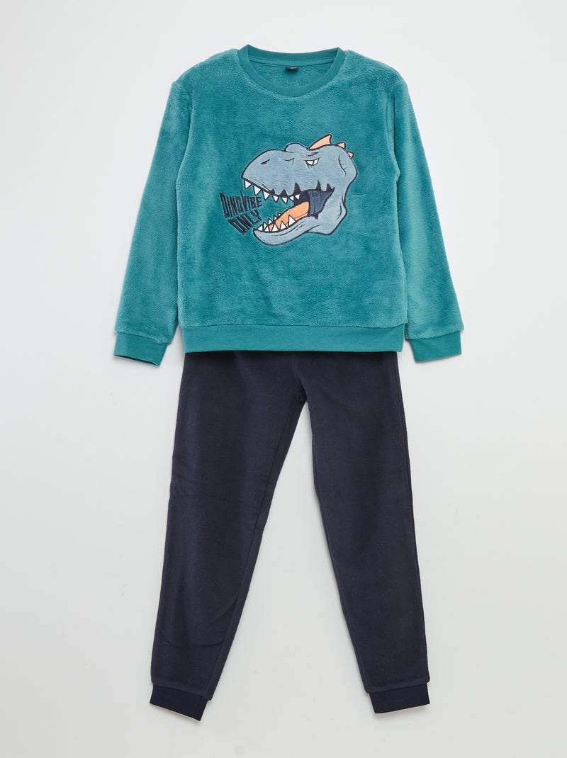 Pigiama lungo in pile - 2 pezzi BLU - Kiabi