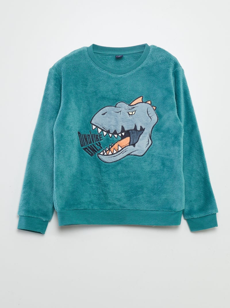 Pigiama lungo in pile - 2 pezzi BLU - Kiabi