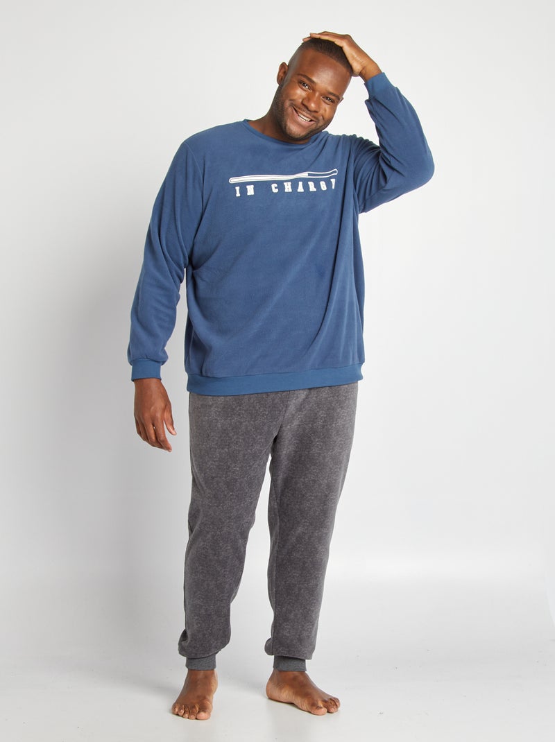 Pigiama lungo in pile - 2 pezzi BLU - Kiabi