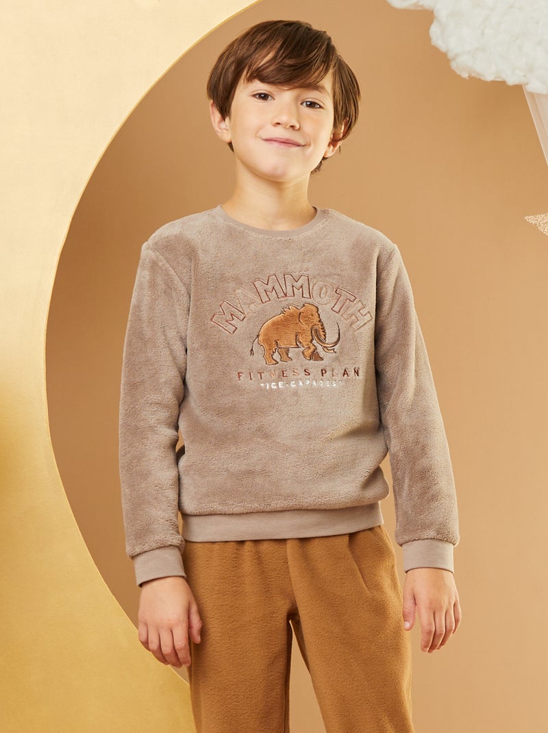 Pigiama lungo in pile - 2 pezzi GRIGIO - Kiabi