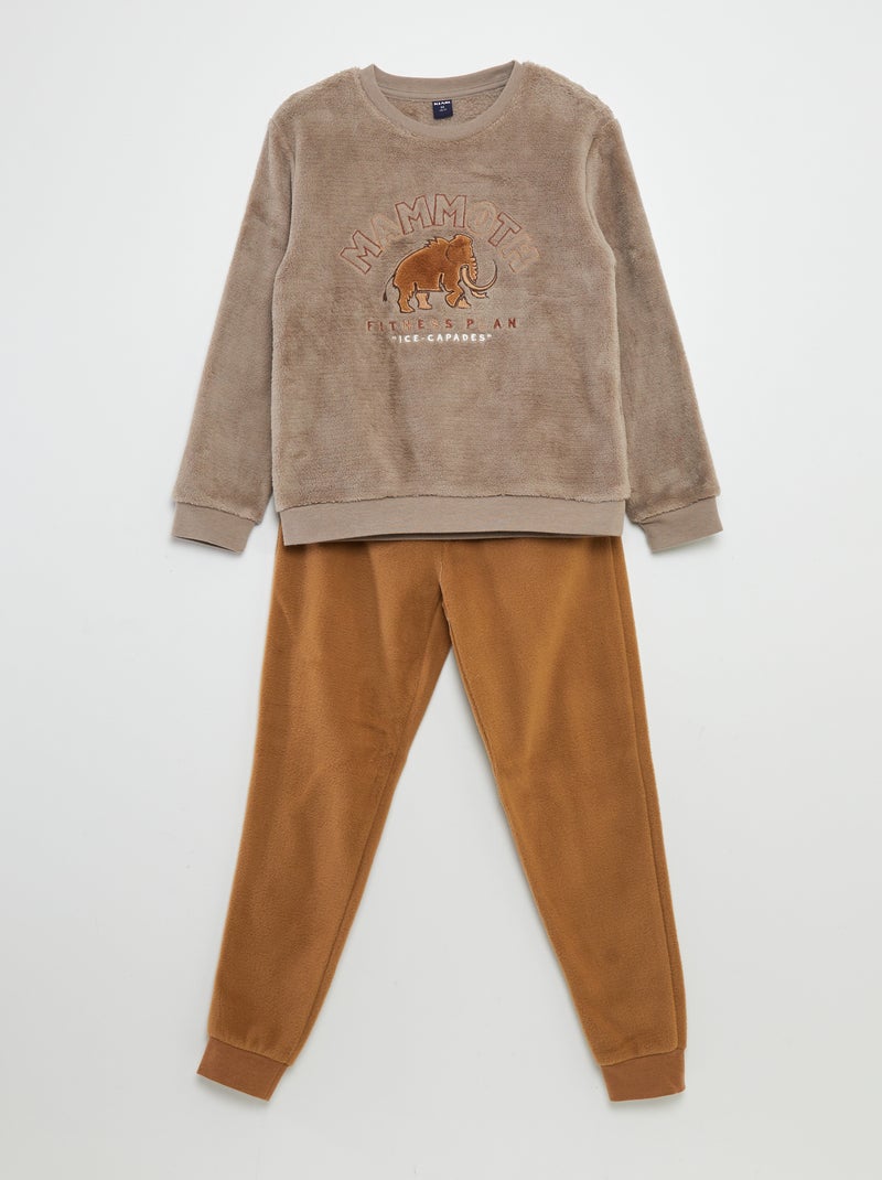 Pigiama lungo in pile - 2 pezzi GRIGIO - Kiabi