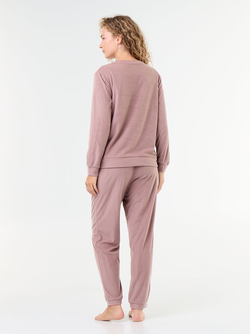 Pigiama lungo in pile - 2 pezzi Rosa - Kiabi