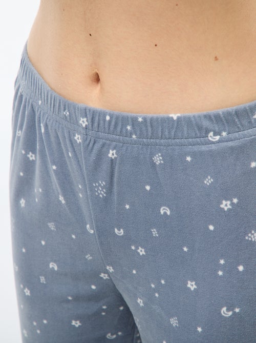 Pigiama lungo in pile composto da t-shirt + pantaloni - 2 pezzi - Kiabi