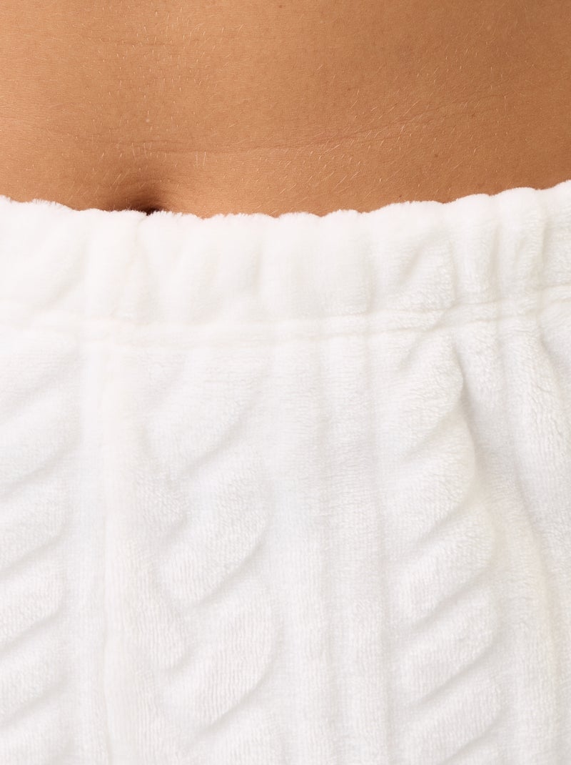 Pigiama lungo in pile con trecce - 2 pezzi Bianco - Kiabi