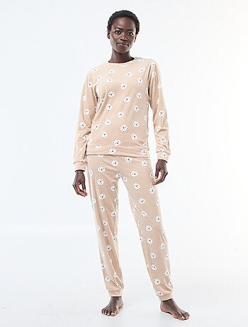 Completo pigiama lungo in pile t-shirt + pantaloni - 2 pezzi