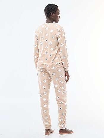 Completo pigiama lungo in pile t-shirt + pantaloni - 2 pezzi